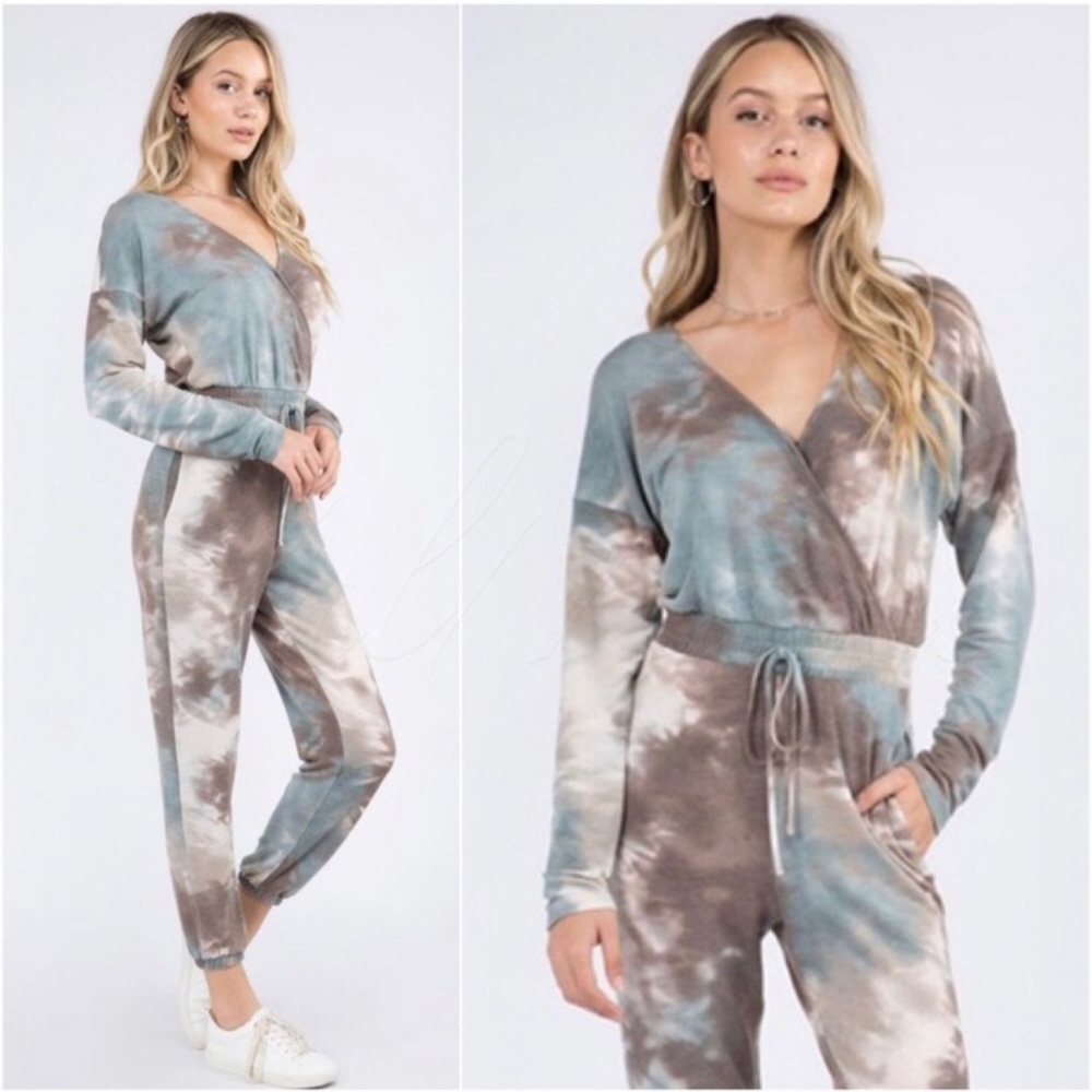 Multicolor French Terry tie dye jumpsuit